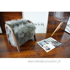 Exclusif porte-revues en chêne avec de l'argent bouclés Norvégien Pelssau peau de mouton - laine douce bouclés - Mobilier design par MILABERT (MR12) - B01IDGAY5S