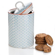 Nicola Printemps Biscuit Porcelaine Biscuit Barrel Pot en Bleu / Orange Imprimer - B07B8PLSR5