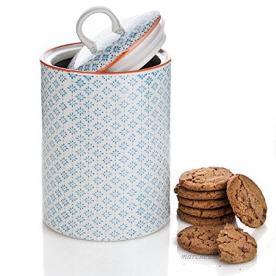 Nicola Printemps Biscuit Porcelaine Biscuit Barrel Pot en Bleu / Orange Imprimer - B07B8PLSR5