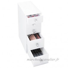 mDesign boîte-tiroir – coffre de rangement avec 5 tiroirs – parfait comme organiseur de produits cosmétiques divers – couleur : blanc - B00ZYSA7RE
