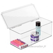mDesign organiseur de produits cosmétiques (taille moyenne) transparent – boîte de rangement idéale pour cosmétiques  en plastique – boîte avec couvercle à charnières – utilisable au réfrigérateur – contenance de 1 2 litres - B00X6DD6BI