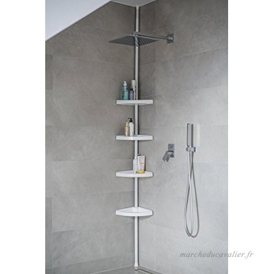 Salle de bains étagère étagère télescopique 3 niveaux Blanc 70–200 cm de long Étagère d'angle Étagère de douche étagère de douche - B072QZYPS8