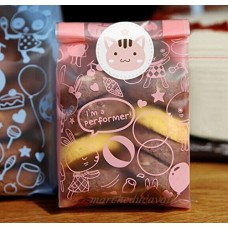 Qilene env. 50 pcs Lapin Peinture Cookie Sac Candy Sac Sac à pain Coffret cadeau (Rose) - B07CZY14MR