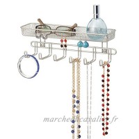 mDesign Rangement pour bijoux  tels que bagues  boucles d'oreilles  bracelets  colliers - Support mural  27 9 cm  Satin - B01N4LF72V