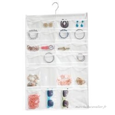 mDesign étagère suspendue – rangement suspendu pratique en tissu – sac de rangement suspendu parfait pour petits objets et bijoux – blanc - B076PM8MTH