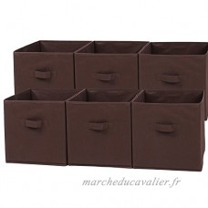Bastuo pliable Boîte de rangement en tissu Cubes à 2 poignées avec panier pour jouets  vêtements  Lot de 6  Marron - B0797KR45M