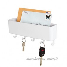 mDesign porte-courrier mural et porte clé mural – pour le rangement de vos clefs  lettres et brochures – porte lettre pour l'entrée – en plastique – blanc - B019IZH4BK