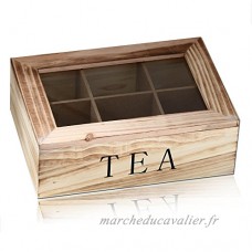 tumundo Boîte à thé avec couvercle coffret Tea Box en bois Naturel Vintage Shabby Décoration - B013JKMPPK