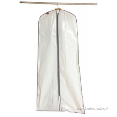 Caraselle - Housse blanche avec fermeture éclair et crochet argenté  pour robes de soirée et manteaux - B003QZER46