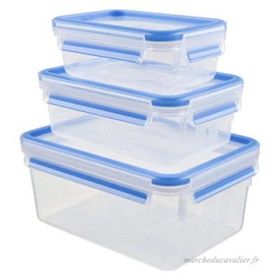 Tefal K3028912 - MASTERSEAL Fresh - Boîte plastique de conservation alimentaire - Set 3 boîtes 2.30L+1L+0.55L - Bleu - B076HZL3XC